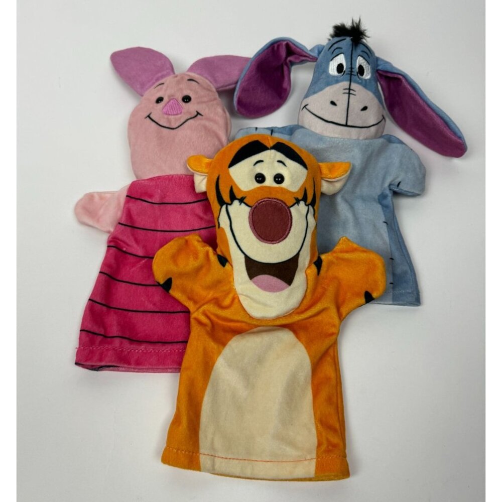 Melissa Doug Disney Winnie Pooh Hand Puppets Set Of 3 Piglet Eeyore Tigger Plush